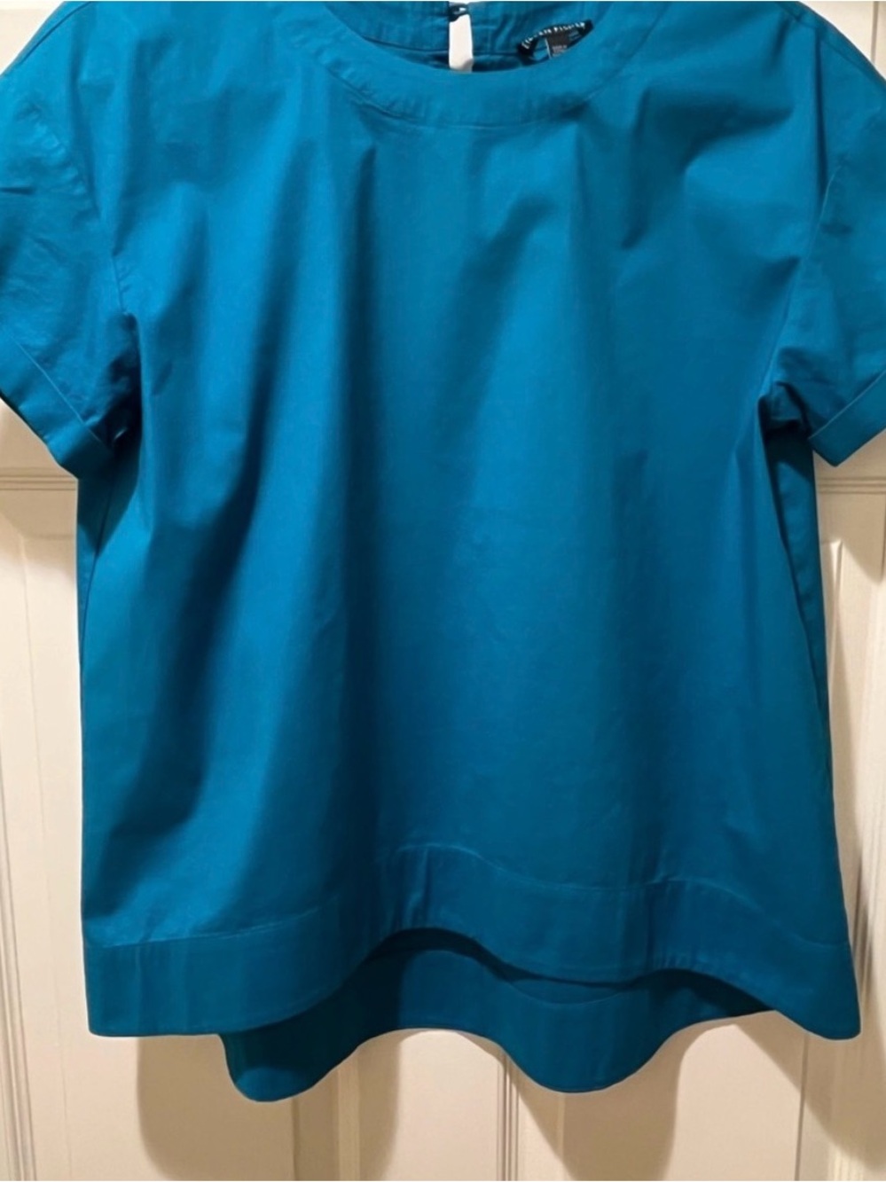 Eileen Fisher Teal Short-Sleeve Boxy Top